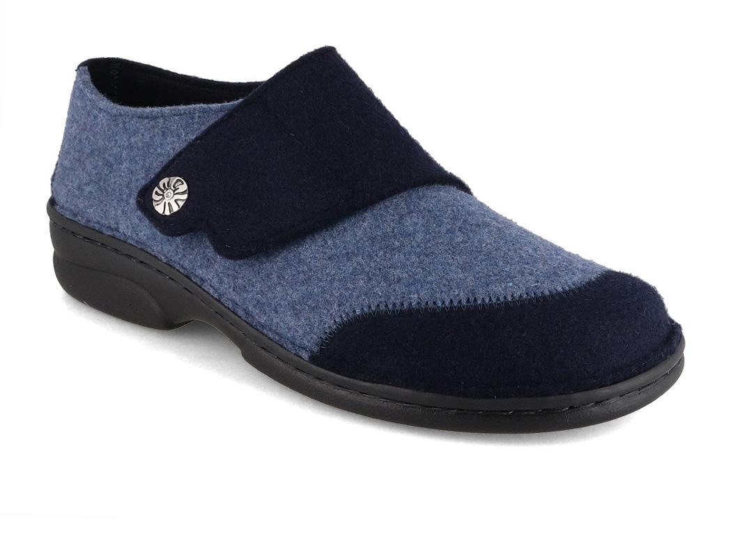 Berkemann BERKOFLEX Pantoufles pour dames Jarla, bleu/bleu fonc�
