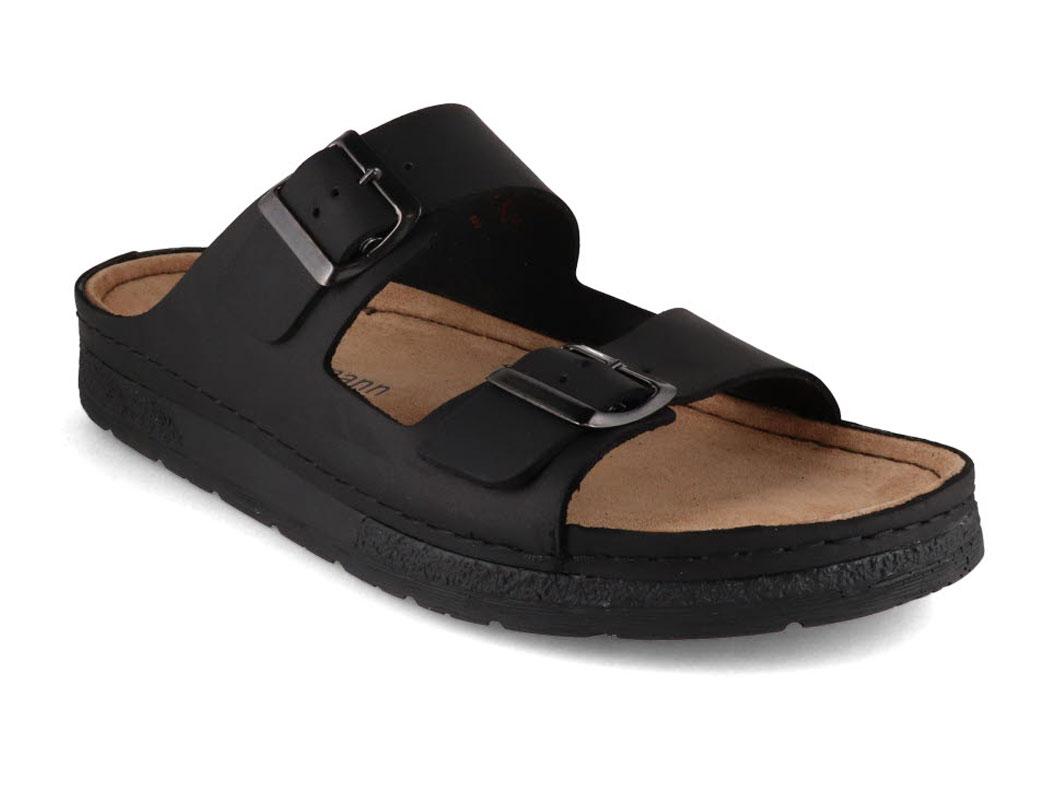 Berkemann Mules en cuir pour hommes BERKINA Adam, noir