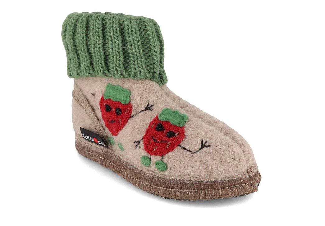Chaussons d'int�rieur HAFLINGER pour enfants, motif � fraise �, aspect marbr�