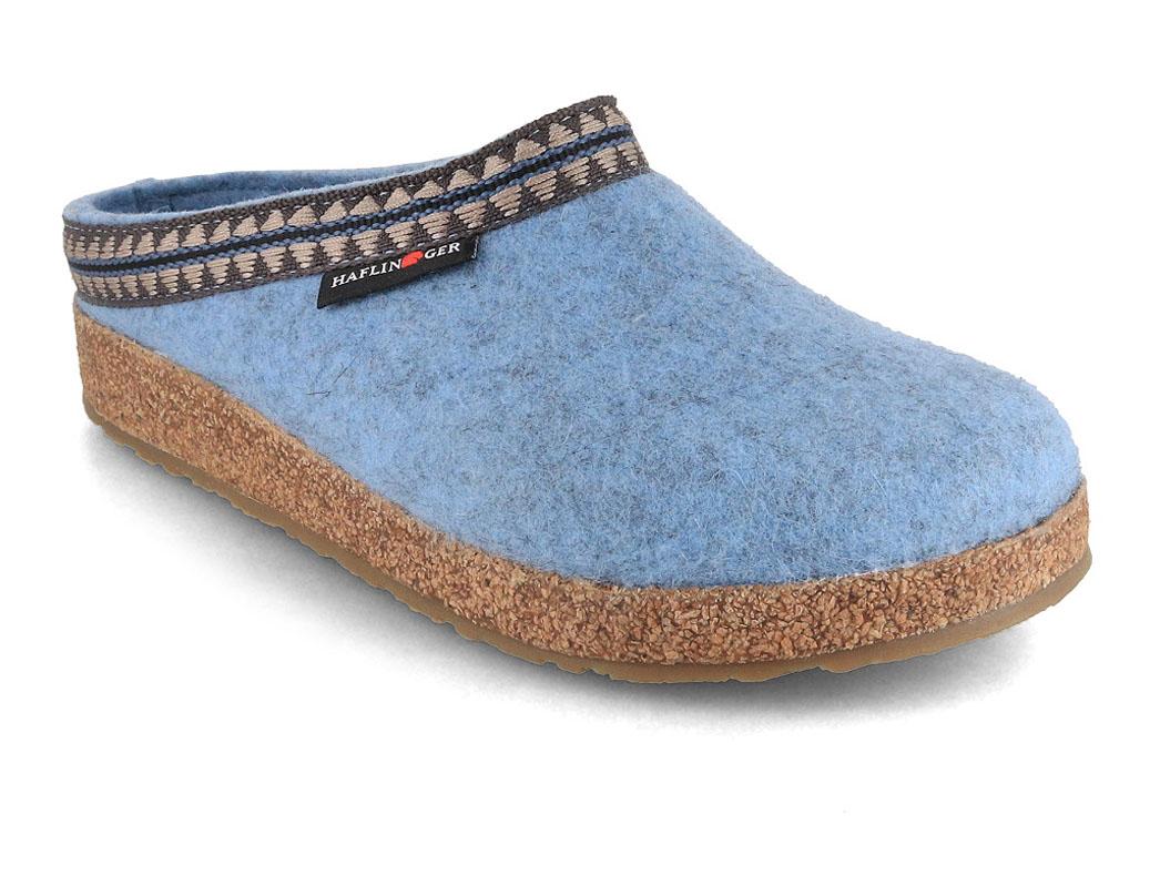 Chaussons en feutre HAFLINGER pour femme � Grizzly Lucky �, bleu glacier