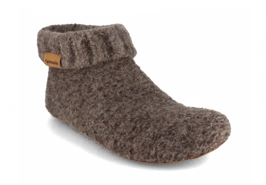 Gottstein Chaussons bottes tricot�es, marron m�lang�
