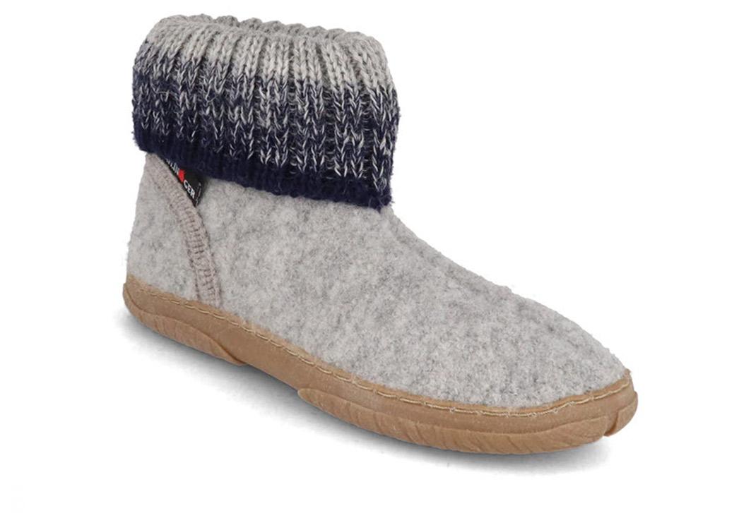 HAFLINGER Chaussons de chalet pour enfants Yuki, gris pierre chin�