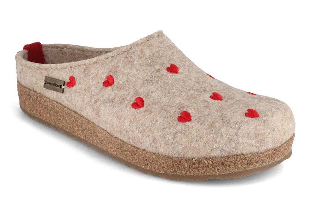 HAFLINGER Chaussons en Feutre pour Femmes Grizzly Cuoricino, beige chin�