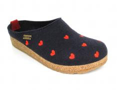 Women�s Felt Clog Haflinger Grizzly Cuoricino, dark blu