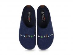 HAFLINGER Chaussons en feutre Grizzly Pistenglück, jeans