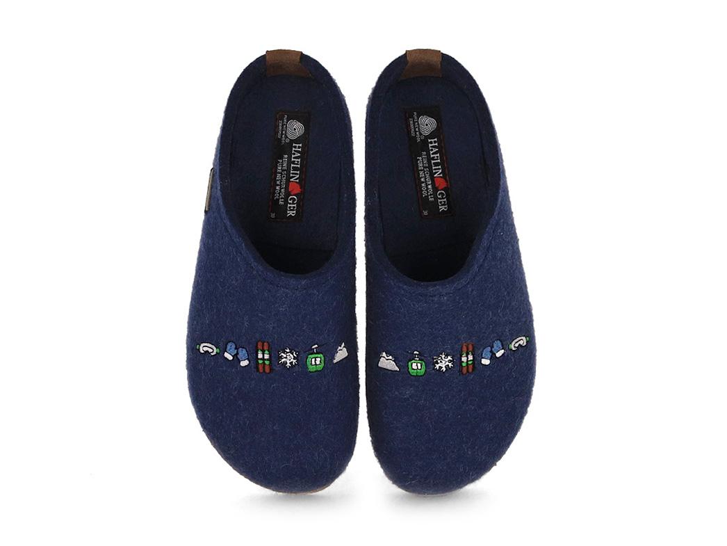 HAFLINGER Chaussons en feutre Grizzly Pistengl�ck, jeans