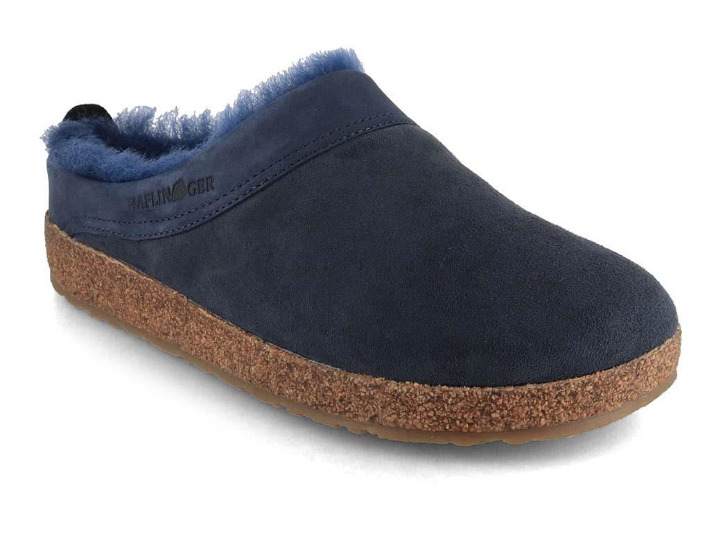 HAFLINGER Chaussons en peau d'agneau Snowbird, bleu moyen