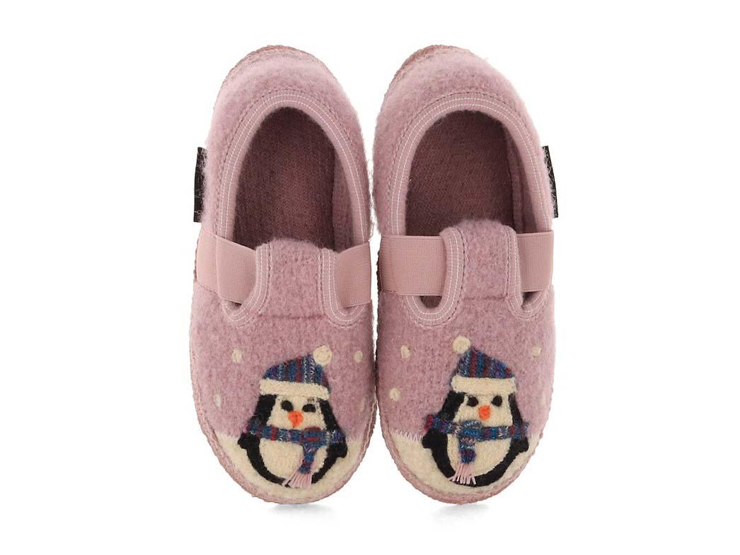 HAFLINGER Chaussons enfants pingouin, bois de rose