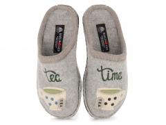 Pantoufles HAFLINGER � Flair Tea Time �, gris pierre marbr�