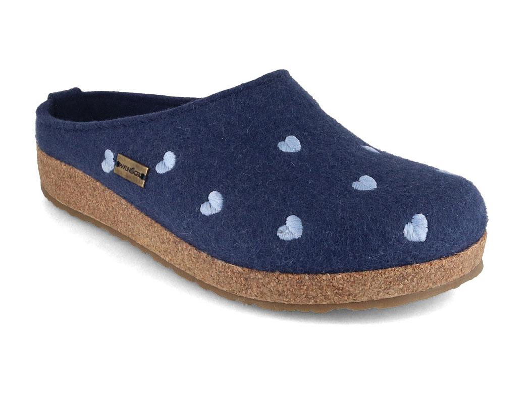 HAFLINGER Grizzly Cuoricino Pantoufles en feutre pour femmes, jeans