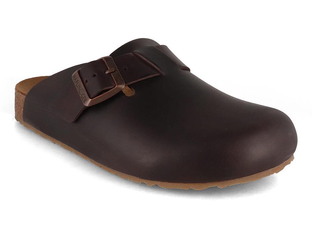 HAFLINGER Sabots en cuir pour femmes et hommes Porto, marron fonc�