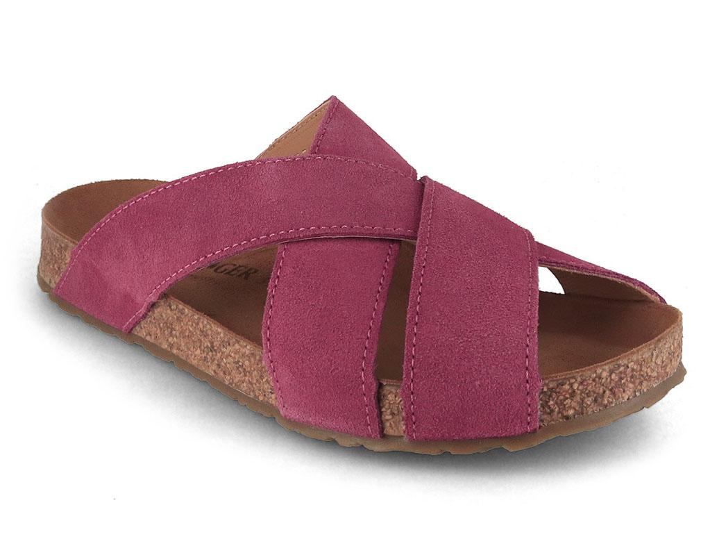 HAFLINGER Sandales femme Bio Como, velours magenta