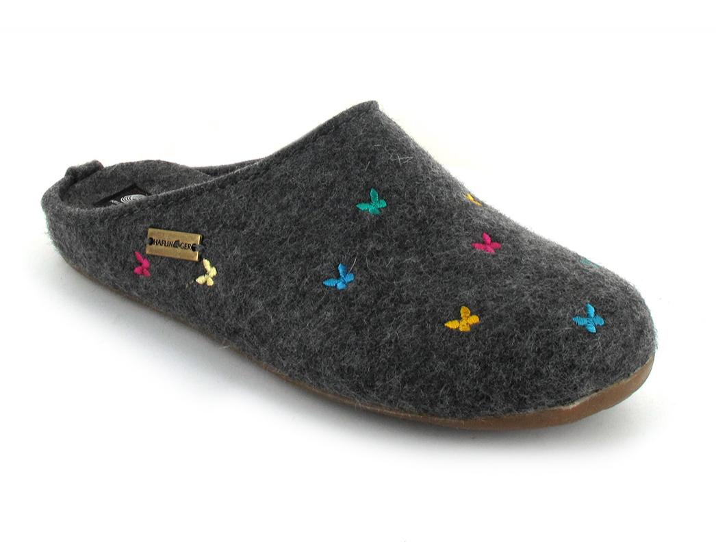 Haflinger Chaussons en feutre pour femmes Everest Farfalline, anthracite