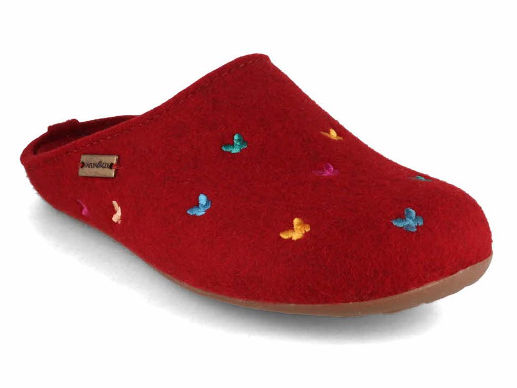 Haflinger Chaussons en feutre pour femmes Everest Farfalline, paprika
