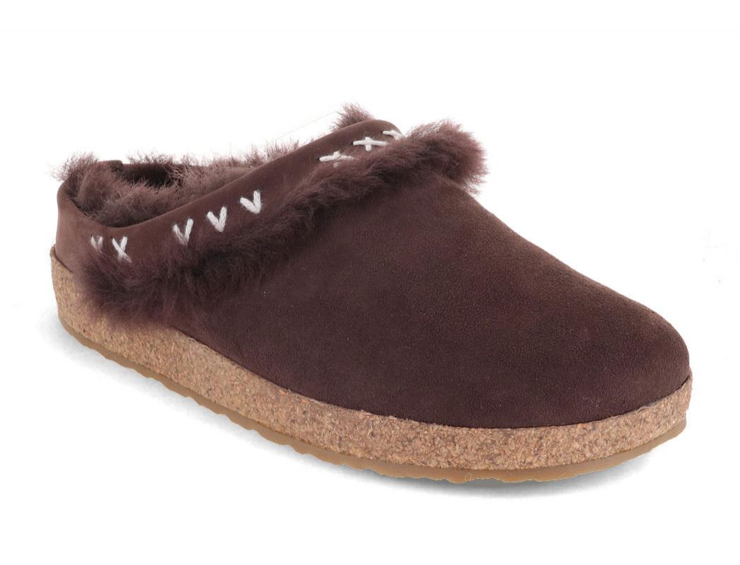 Haflinger Sabots en peau de mouton Shetland, marron fonc�