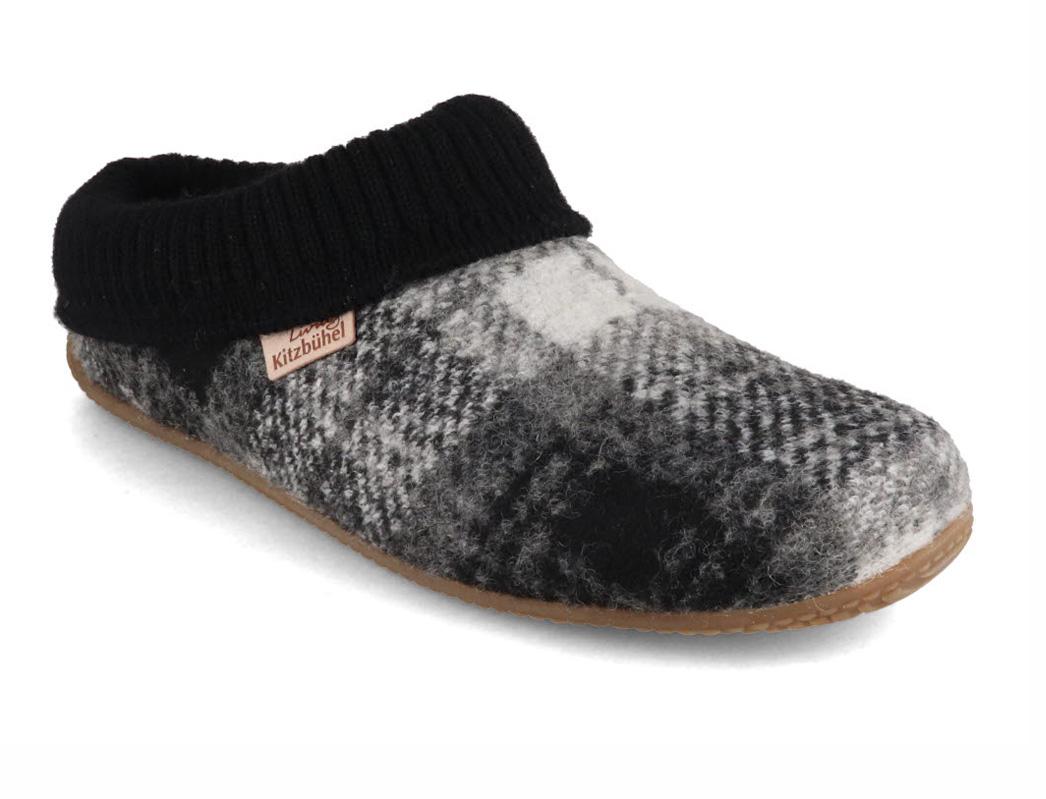 Living Kitzb�hel Chaussons pour dames avec poignets tricot�s, Noir Gris