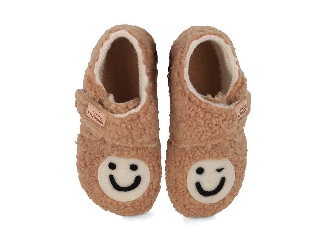 Living Kitzb�hel Chaussons � scratch pour b�b�s Smiley en peluche, camel
