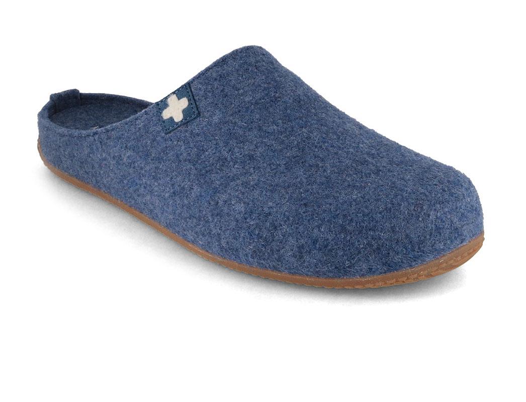 Living Kitzb�hel Pantoufles en feutre Croix des cimes, media blue
