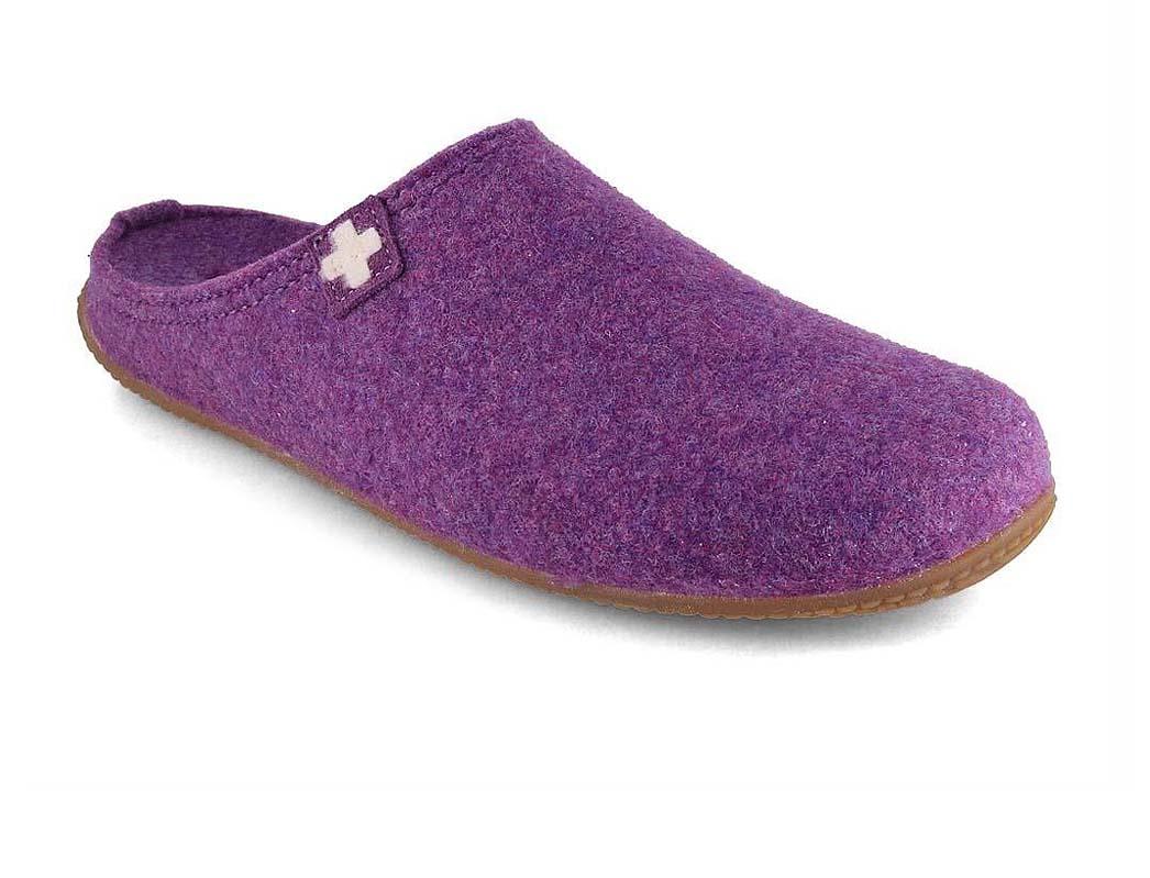 Living Kitzb�hel Pantoufles en feutre Croix des cimes, purple magic