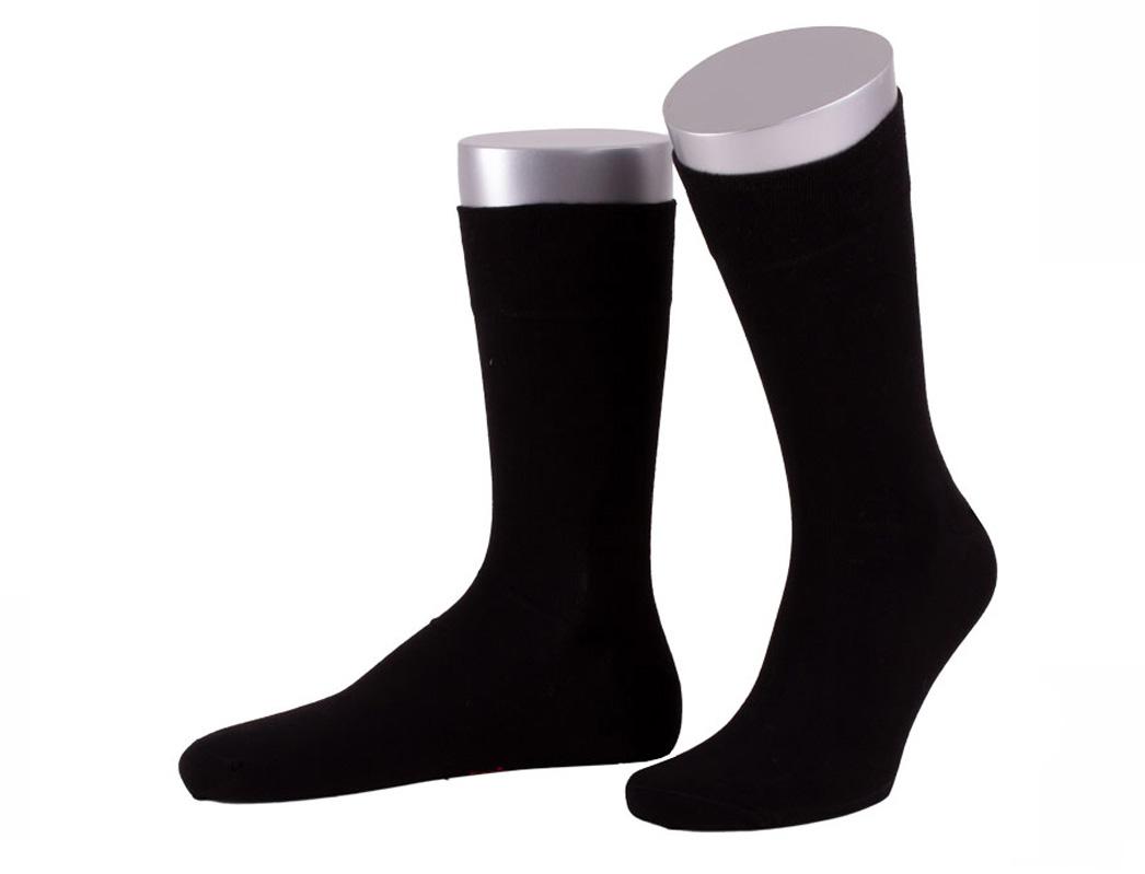 Lusana Chaussettes Confort sans �lastique, noir