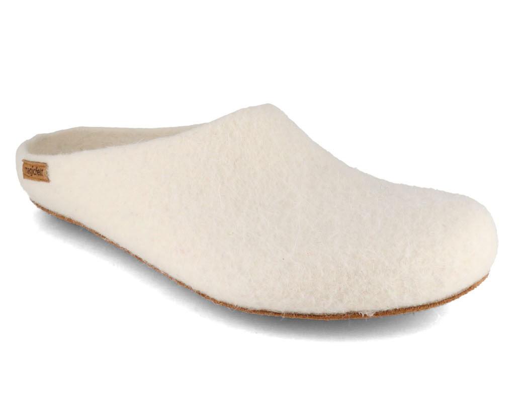 Magicfelt� Chaussons en feutre pour femmes Moorschnucke, blanc naturel