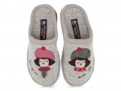 Pantoufles HAFLINGER pour femme � Flair Bonjour �, gris pierre