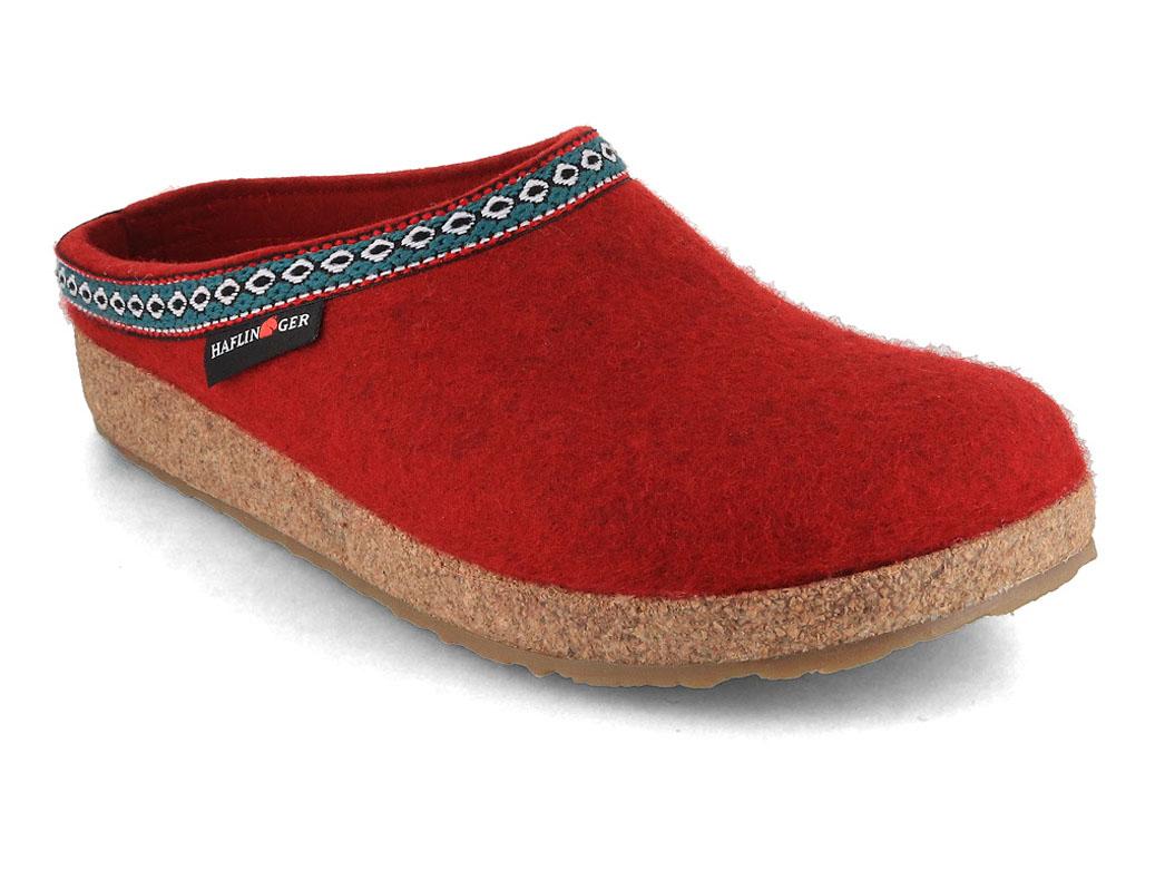 Pantoufles en feutre HAFLINGER Grizzly Franzl pour femmes, couleur paprika