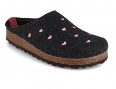 Pantoufles en feutre pour femmes � C?urs �, gris fonc�