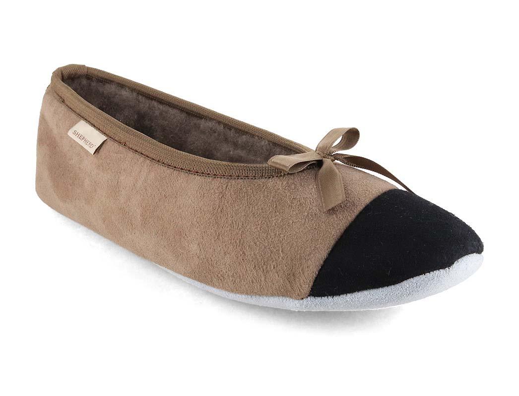 SHEPHERD Ballerine en peau d'agneau pour femmes Saga, pierre noire