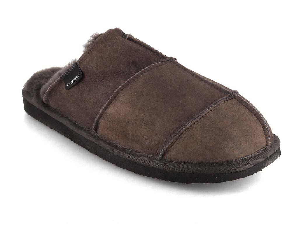 SHEPHERD Chaussons en peau d'agneau Allan pour hommes, asphalte