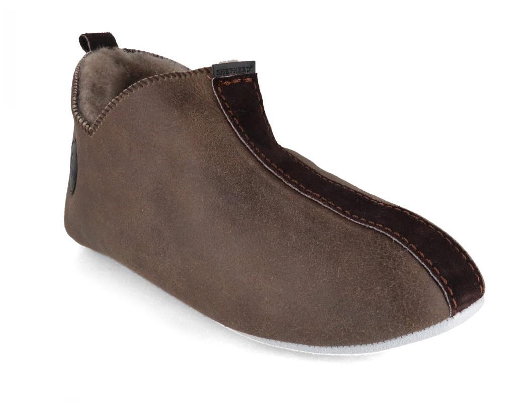 SHEPHERD� Chaussons en peau de mouton pour femmes Lina, pierre antique huil�e