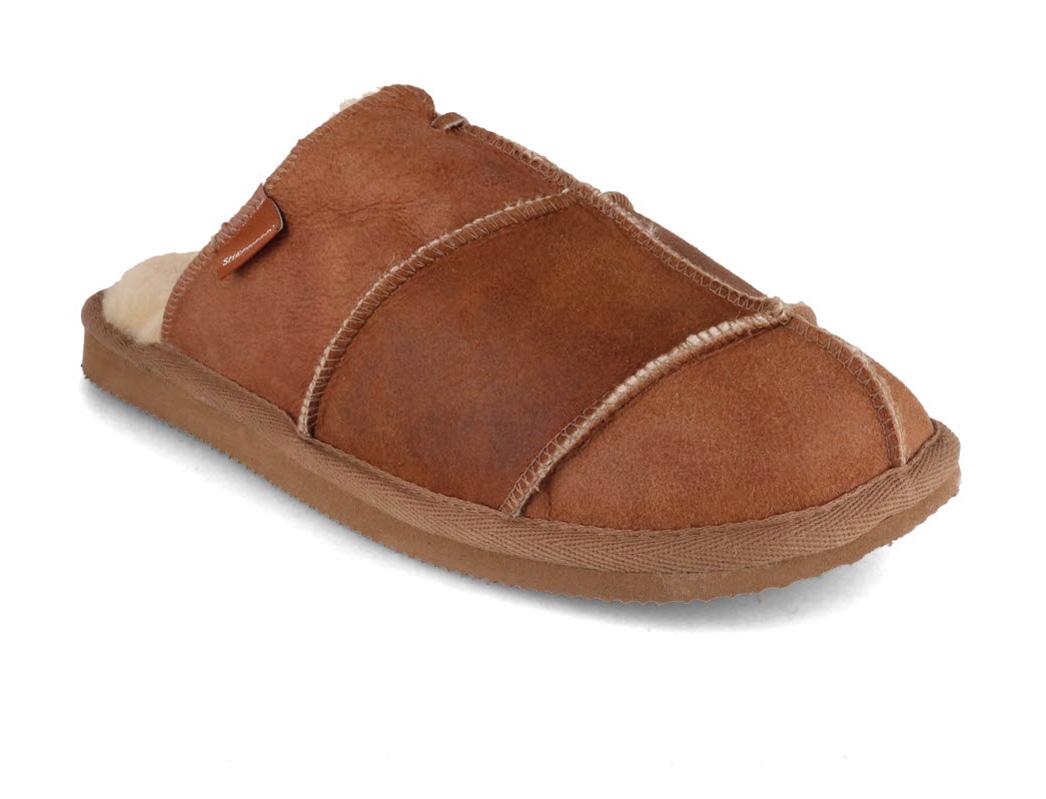 SHEPHERD� Chaussons en peau de mouton pour hommes Allan, cognac antique