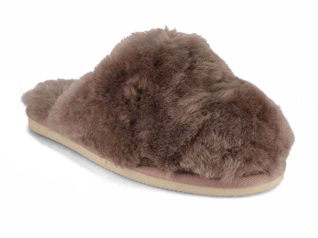 Thies� Chaussons en peau de mouton Fluffy pour femmes, gris �l�phant