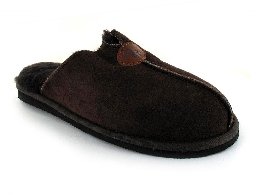 Thies� Chaussons en peau de mouton pour hommes, marron