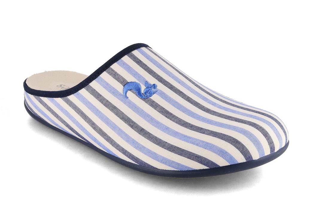 Thies Pantoufles en coton pour femmes Eco Pyjama, bleu