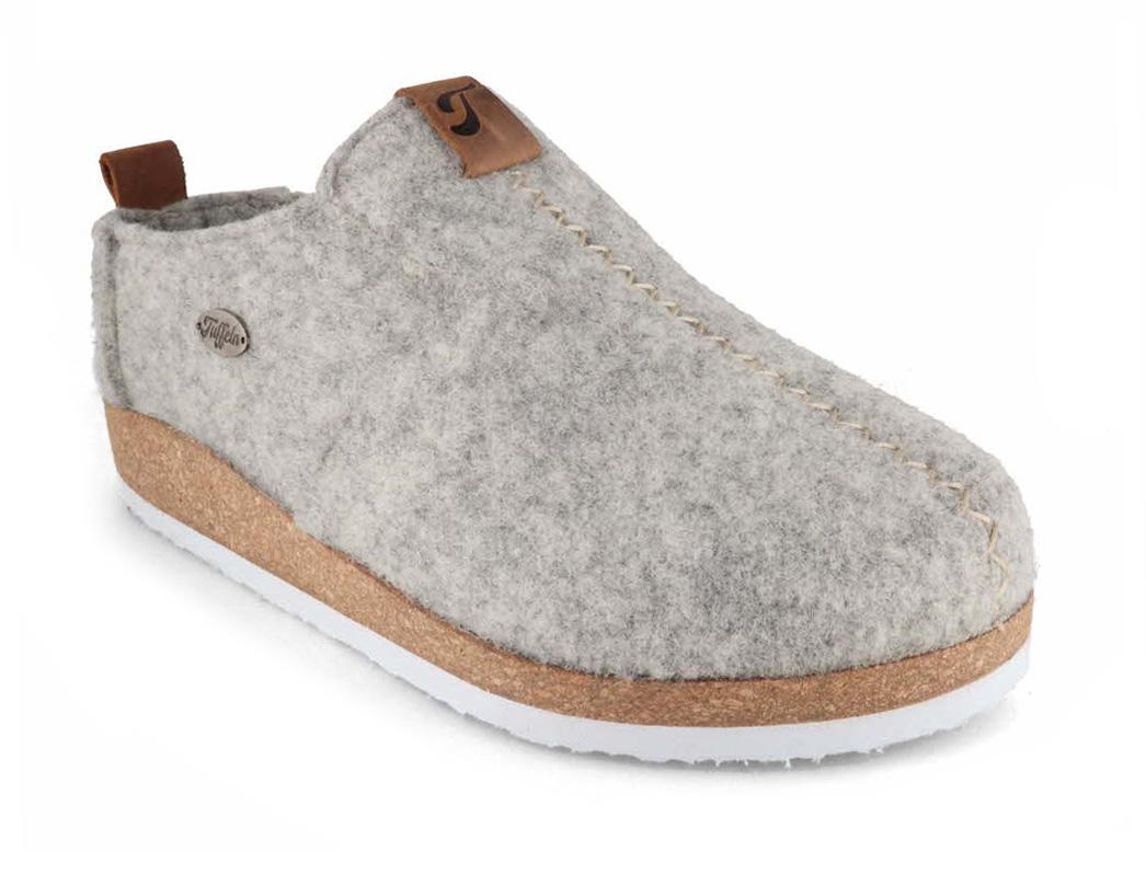 Tuffeln� Chaussons avec semelle en li�ge �Retour � la maison�, Gris clair