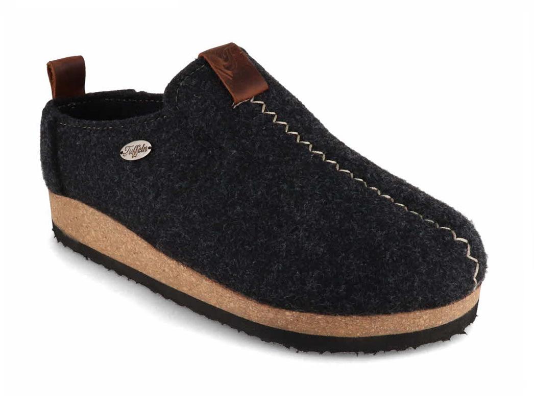 Tuffeln� Chaussons avec semelle en li�ge �Retour � la maison�, Gris fonc�