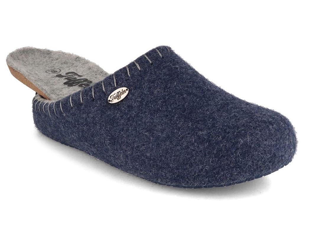 Tuffeln� Chaussons en feutre avec semelle en li�ge �Pause�, Bleu