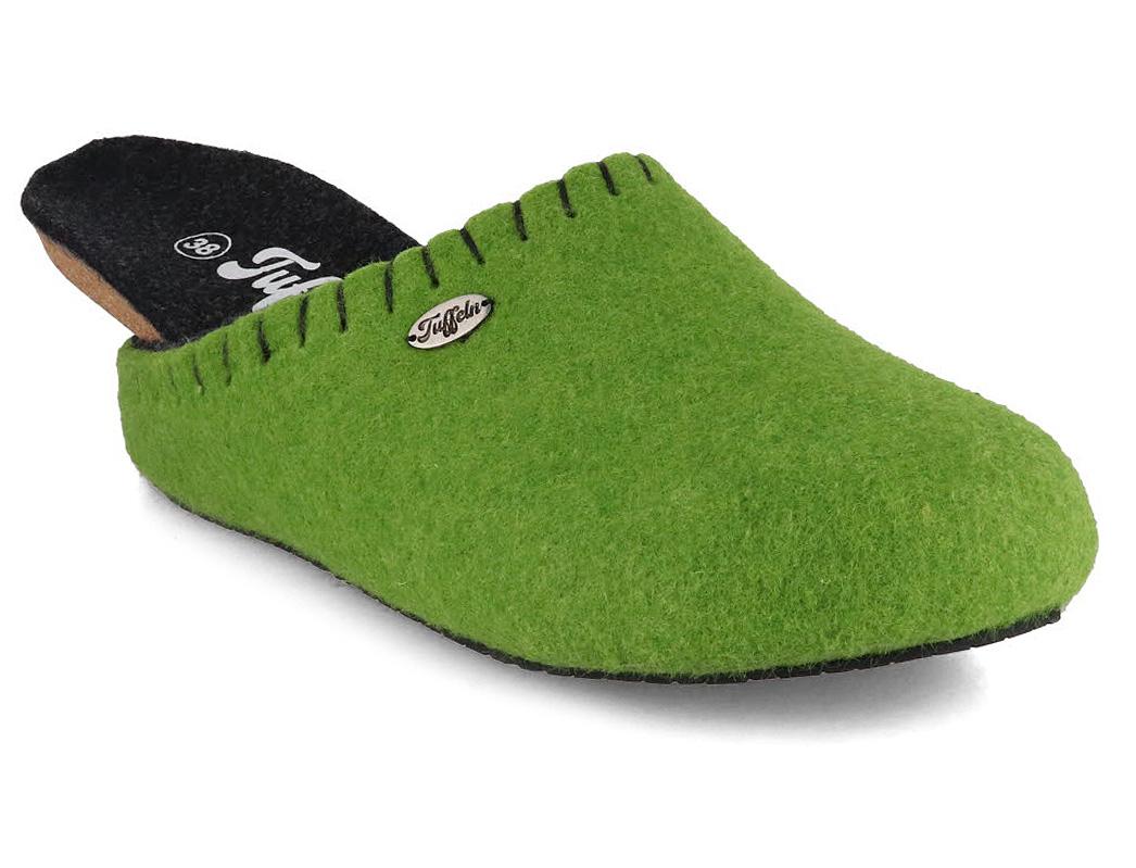 Tuffeln� Chaussons en feutre avec semelle en li�ge �Pause�, Vert