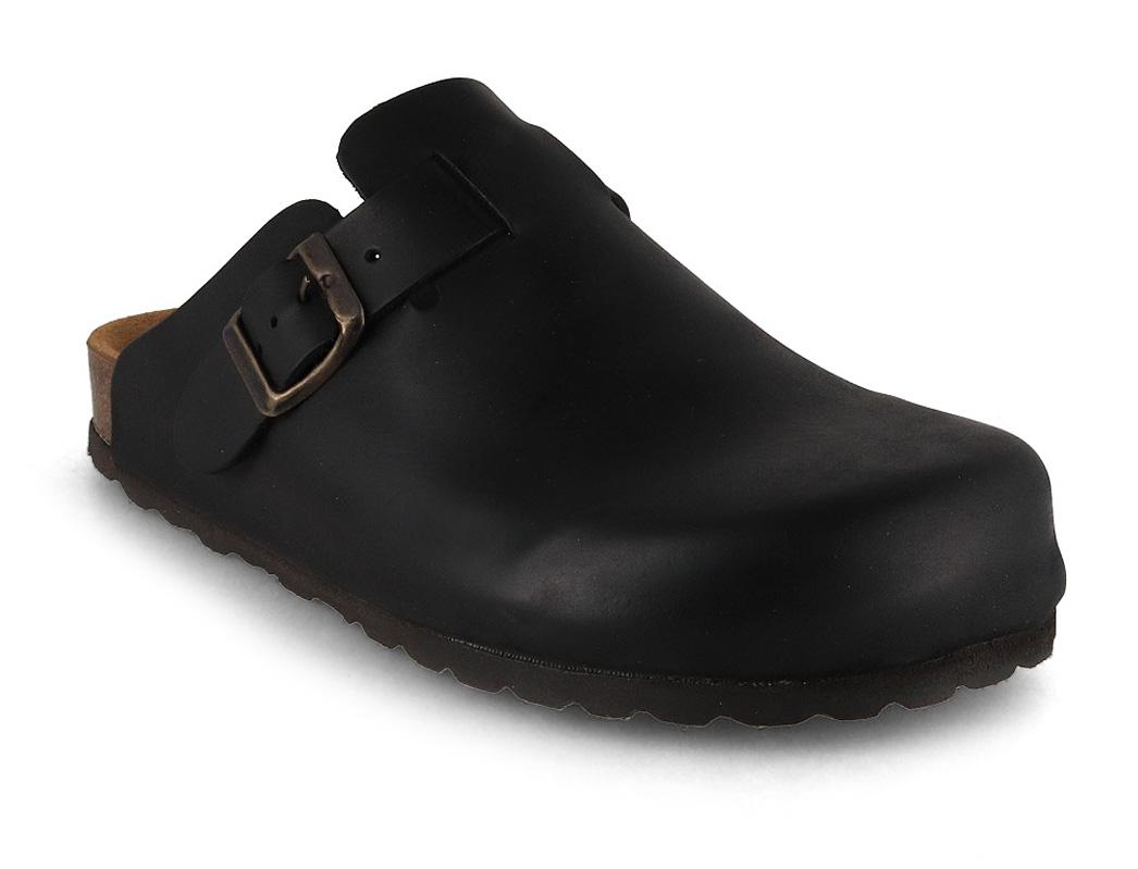 Tuffeln Femmes Hommes Sabots en cuir "Helgoland". noir