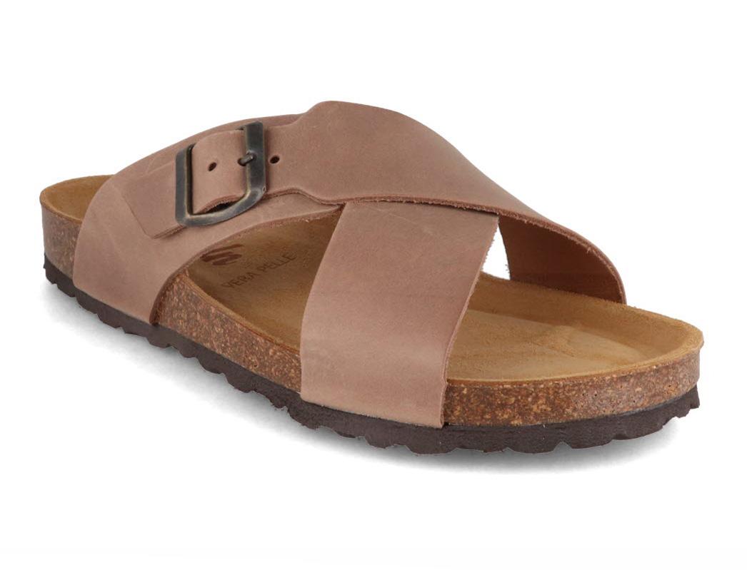 Tuffeln� Sandales anatomiques en li�ge et cuir �Sylt� Sandale crois�e, beige