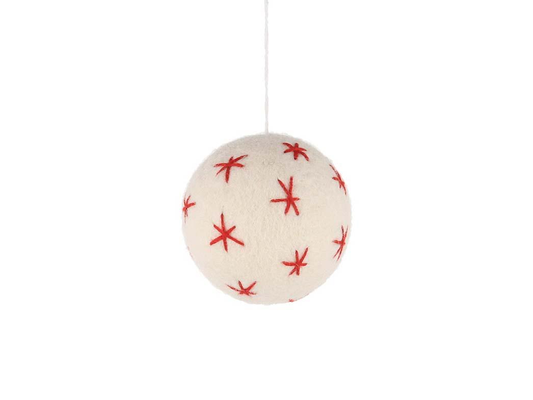 WoolFit� Boule de No�l en feutre avec �toiles, blanc