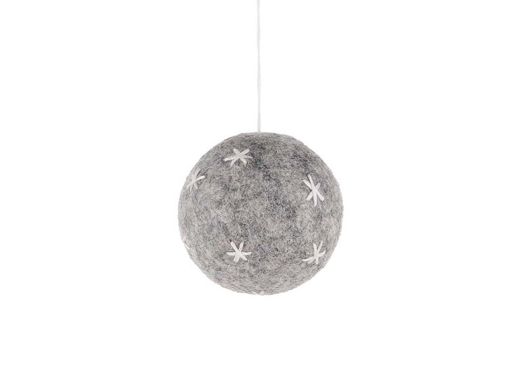 WoolFit� Boule de No�l en feutre avec �toiles, gris