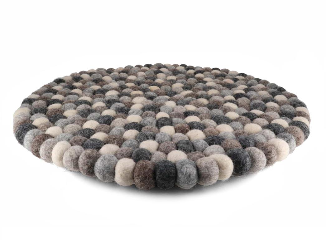 WoolFit� Boules de feutre Coussin de table 40cm rond, gris