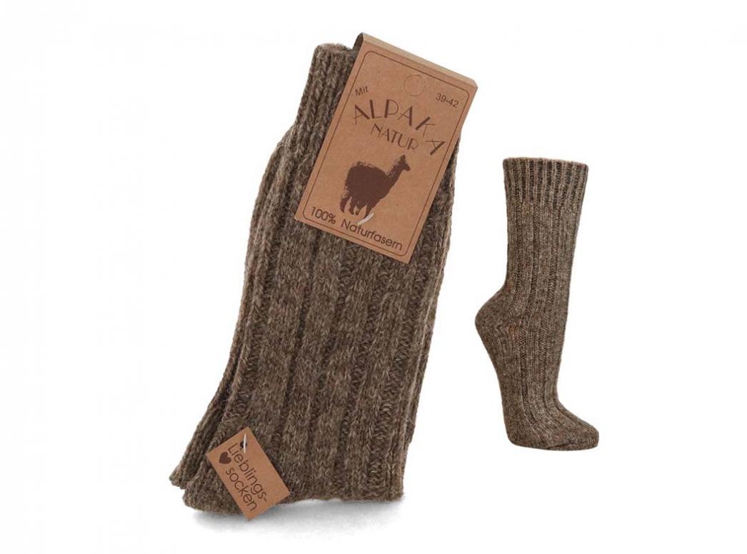 WoolFit� Chaussettes en laine d'alpaga 100% laine naturelle extra chaude, marron chin�