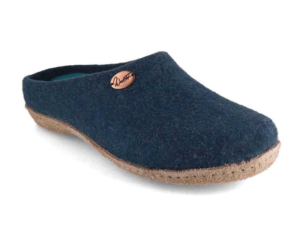 WoolFit� Chaussons Classic en feutre faits main, bleus