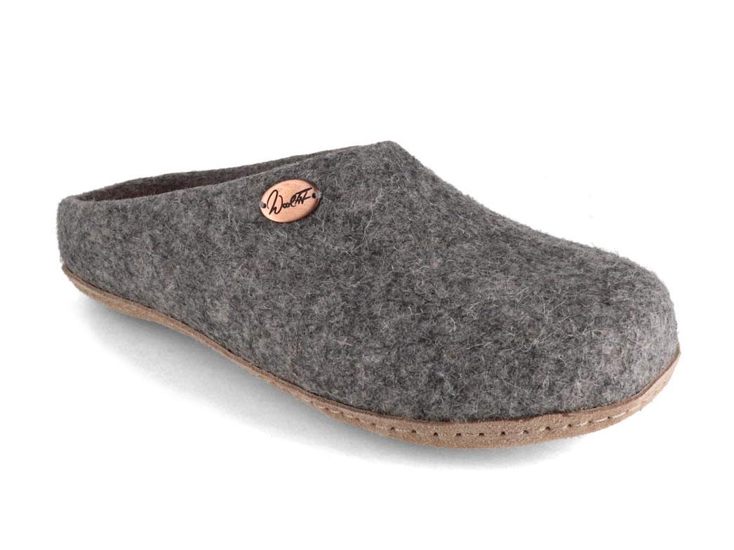 WoolFit� Chaussons Classic en feutre faits main, gris clair