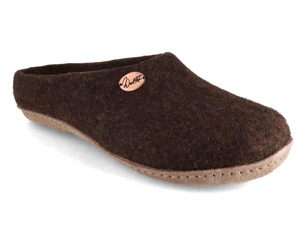 WoolFit� Chaussons Classic en feutre faits main, marron