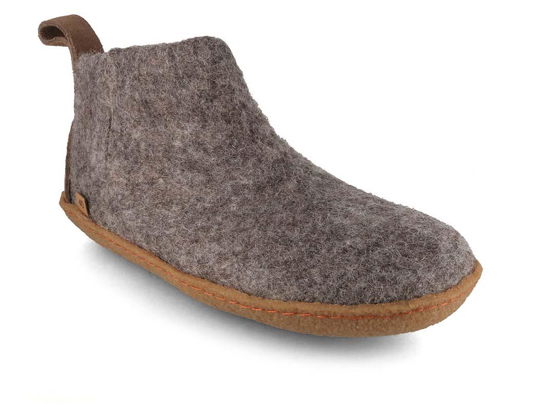 WoolFit� Chaussons Yeti Barefoot avec Semelle en Caoutchouc Naturel, gris pierre