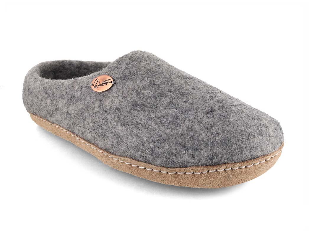 WoolFit� Chaussons en feutre Footprint, Gris Pierre